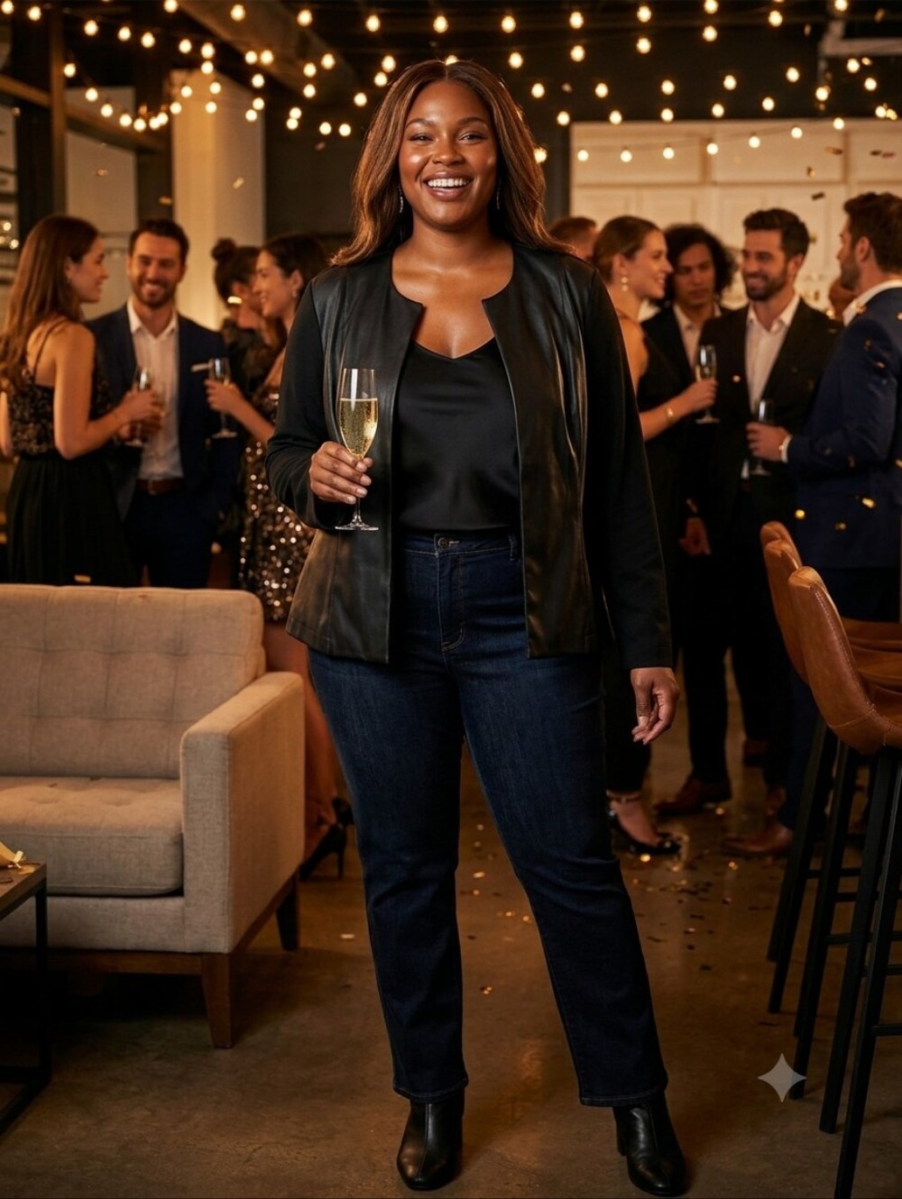 MICHEL STUDIO Jolie Veste En Cuir Vegan Noire